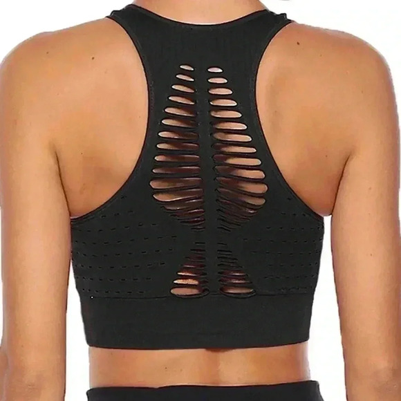 🆕Rene Rofe Seamless Cut Out Black Sport Bra🆕 - Picture 2 of 12
